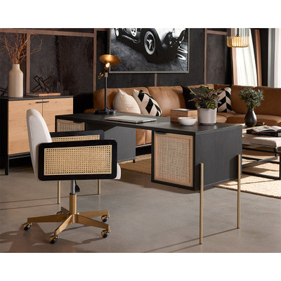 Sunpan Avida Desk - Gold - Black/Natural