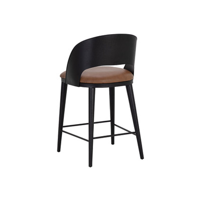 Sunpan Dezirae Counter Stool - Black - Cognac Leather