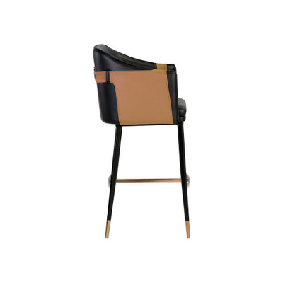 Sunpan Carter Barstool - Napa Black / Napa Cognac
