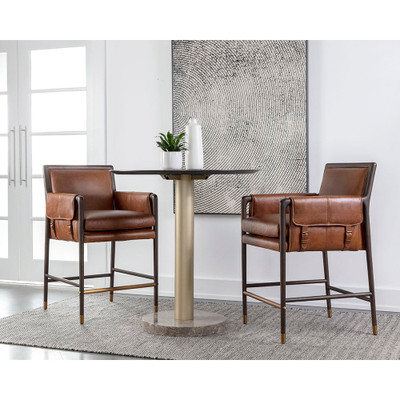 Sunpan Mauti Counter Stool - Brown - Shalimar Tobacco Leather