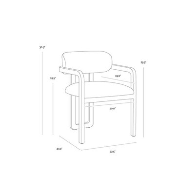 Sunpan Madrone Dining Armchair - Rustic Oak - Heather Ivory Tweed