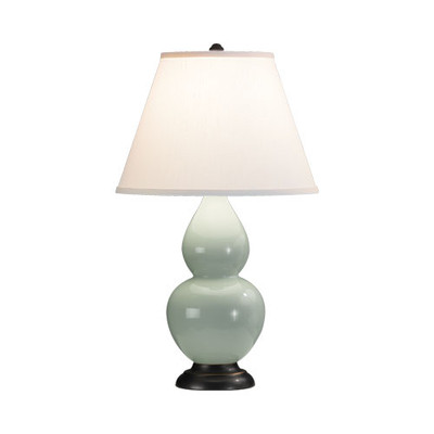 Small Double Gourd Table Lamp - Deep Patina Bronze - Celadon