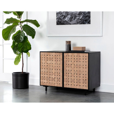 Sunpan Omari Sideboard - Small - Suede Light Tan Leather
