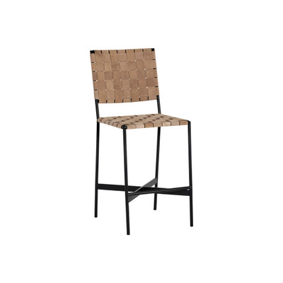 Sunpan Omari Counter Stool - Suede Light Tan Leather