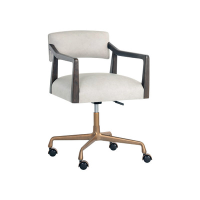 Sunpan Keagan Office Chair - Saloon Light Grey Leather