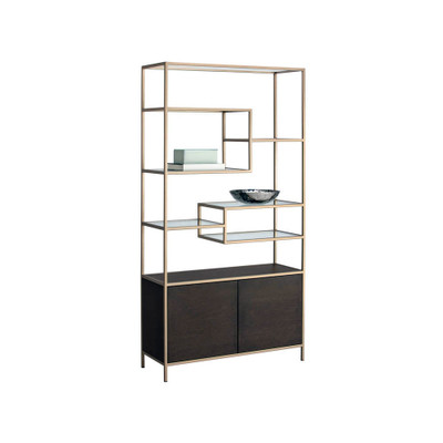 Sunpan Stamos Bookcase - Gold - Raw Umber