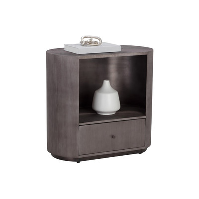 Sunpan Siena Nightstand - Oval - Gunmetal