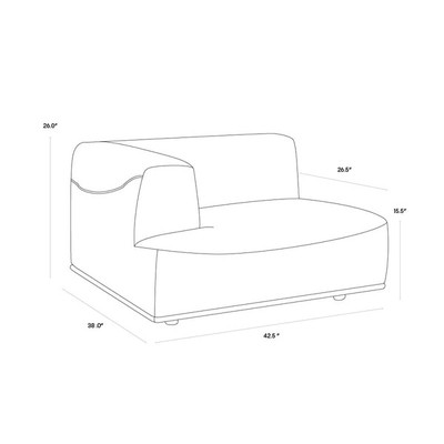 Sunpan Darren Modular - Left Armchair - Moto Stucco