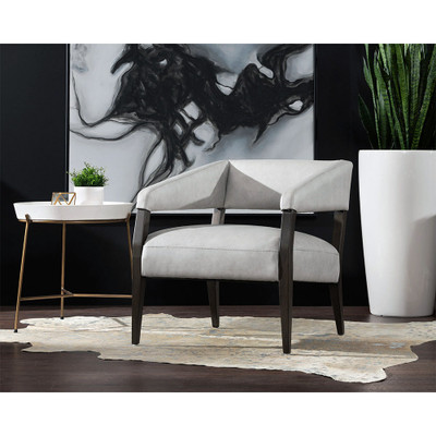 Sunpan Carlyle Lounge Chair - Saloon Light Grey Leather