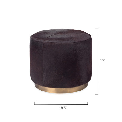 Jamie Young Thackery Hide On Roud Pouf - Small - Brown