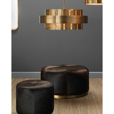 Jamie Young Thackery Hide On Roud Pouf - Small - Brown