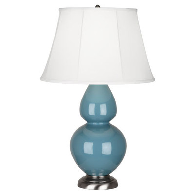 Double Gourd Table Lamp - Antique Silver - Steel Blue