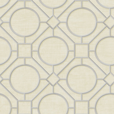 Seabrook Designs Silk Road Trellis - Metallic Silver and Linen