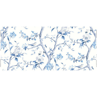 Lillian August Southport Floral Trail Fabric - Eggshell and Blue Shale