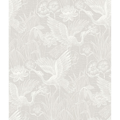 Seabrook Designs White Heron Floral - Heron Neutral