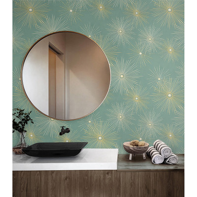 Seabrook Designs Starburst Geo Prepasted - Teal & Gold