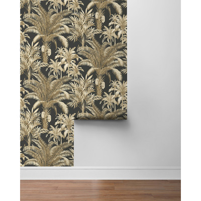 Seabrook Designs Tropical Palm Beach Prepasted - Ironwork & Taupe