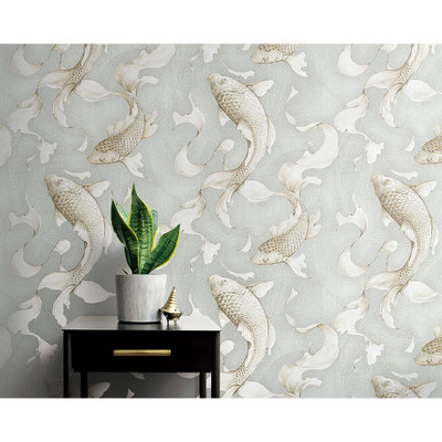 NextWall Koi Fish - Metallic Champagne & Gray