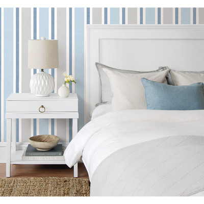 NextWall Linen Cut Stripe - Bluebird & Carrara