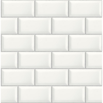 NextWall Large Subway Tile - Alabaster & Grey