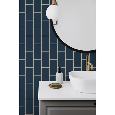 NextWall Retro Subway Tile - Navy Blue