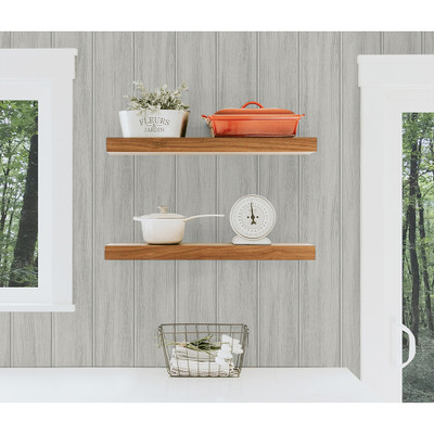 NextWall Wood Panel - Weathered Grey