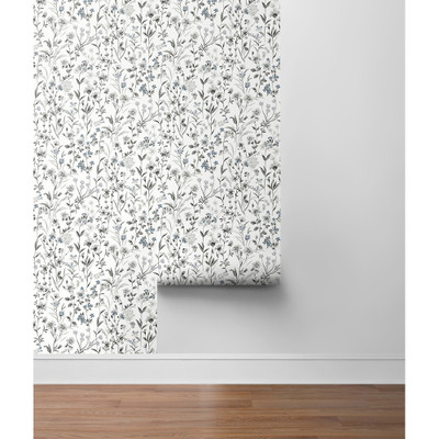 NextWall Wildflowers - Charcoal & Bluestone