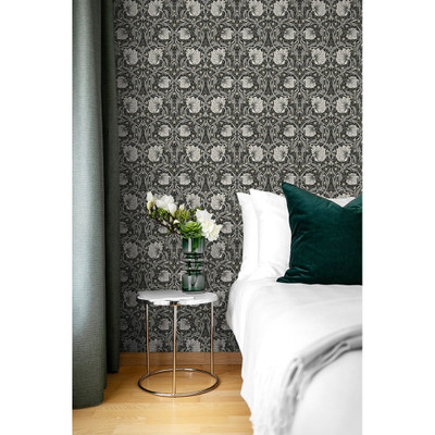 NextWall Pimpernel Floral - Charcoal & Pearl Grey