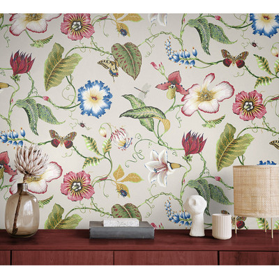 NextWall Summer Garden Floral - Raspberry & Chartreuse