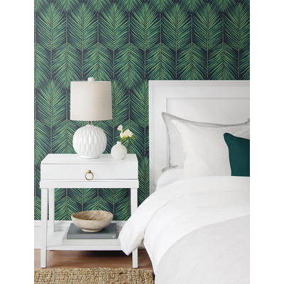 NextWall Tropic Palm - Midnight Blue & Sea Green