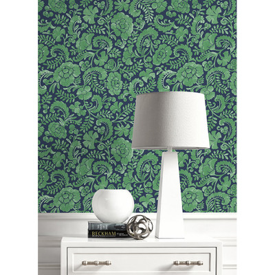 NextWall Tonal Paisley - Spearmint & Navy