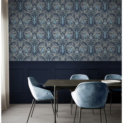 NextWall Bird Ogee - Navy & Sky Blue