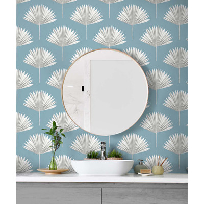 NextWall Tropical Fan Palm - Blue Patina