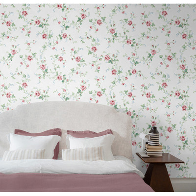 NextWall Blossom Floral Trail - Blush & Spearmint