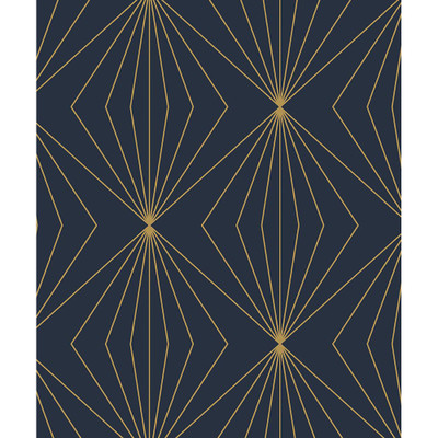 NextWall Gem Geometric - Dark Blue & Metallic Gold