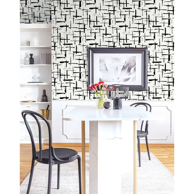 NextWall Crosshatch Abstract - Ebony & Eggshell