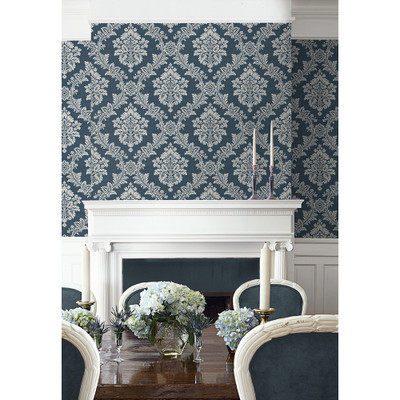 NextWall Seaside Damask - Denim Blue