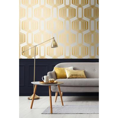 NextWall Striped Geo - Metallic Gold