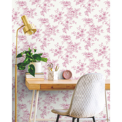 NextWall Sketched Floral - Pink