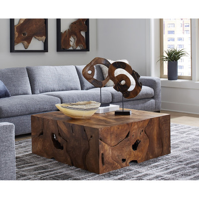 Phillips Collection Carved Teak Swirl on Stand