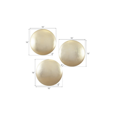 Phillips Collection Orb Wall Tiles - Set of 3 - Gold Leaf (Closeout)
