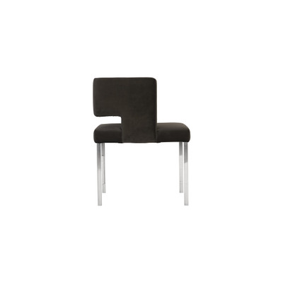 Phillips Collection Raffia Dining Chair - Black - Stainless Steel Legs