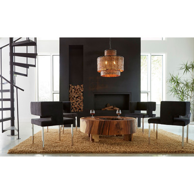 Phillips Collection Raffia Dining Chair - Black - Stainless Steel Legs