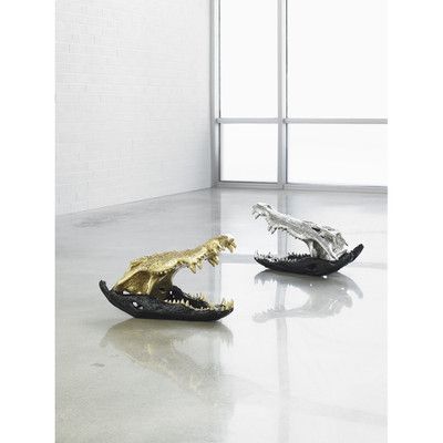 Phillips Collection Crocodile Skull - Black - Gold Leaf