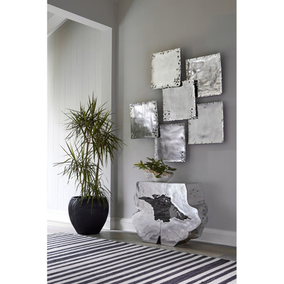 Phillips Collection Galvanized Square Wall Tile - Silver Leaf - Set 3 (Closeout)