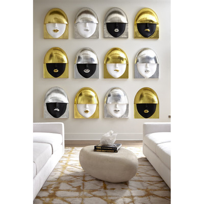 Phillips Collection Fashion Faces Wall Art - Large - Kiss - Black and Gold Leaf