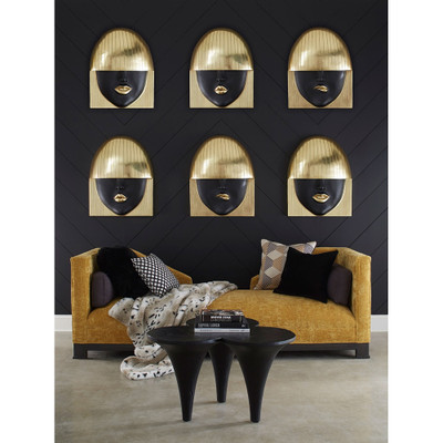 Phillips Collection Fashion Faces Wall Art - Large - Kiss - Black and Gold Leaf