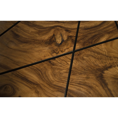 Phillips Collection Criss Cross Coffee Table on Black Iron Legs - Chamcha Wood