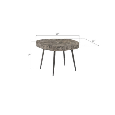 Phillips Collection Crosscut Coffee Table - Gray Stone - Forged Legs (Closeout)