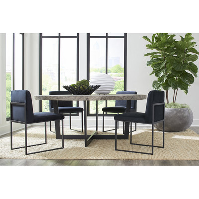 Phillips Collection Chuleta Round Dining Table on Stainless Steel Base - Gray Stone
